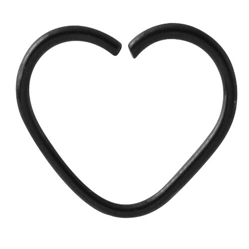 Black Steel Annealed Heart Continuous Ring : 1.2mm (16ga) x 10mm