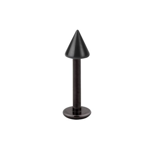 Black Steel Cone Labret : 1.2mm (16ga) x 10mm with 3mm x 4mm Cone