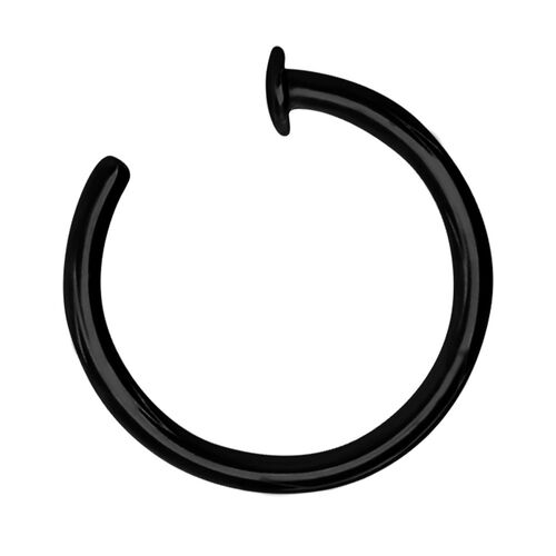 Black Steel Open Nose Ring : 0.8mm (20ga) x 7mm