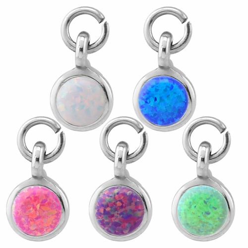 Steel Round Opal Barbell Charm