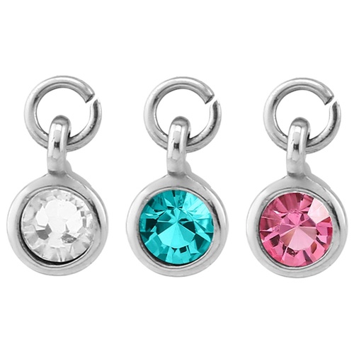 Steel Round Jewelled Barbell Charm