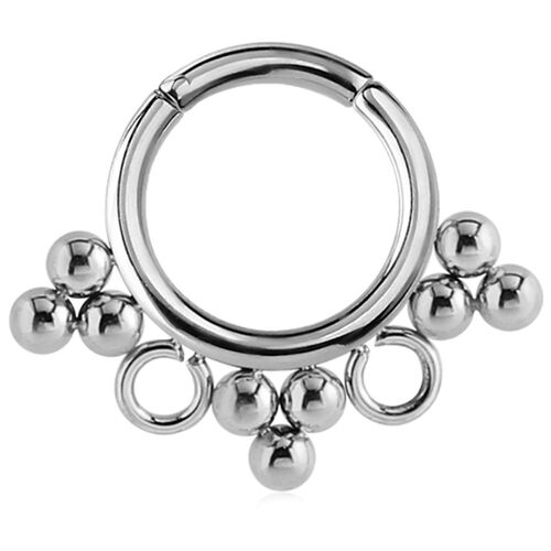 Steel Beaded Hinged Segment Ring : 1.2mm (16ga) x 8mm