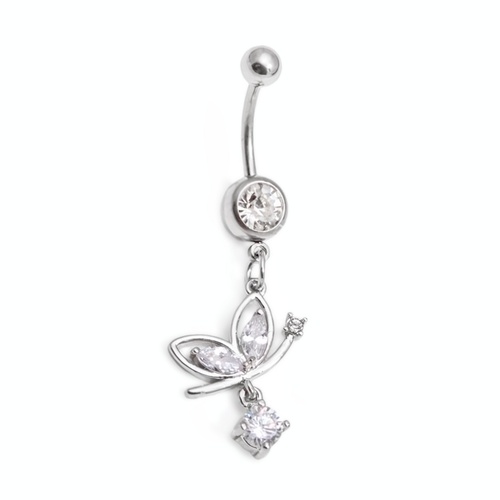 Butterfly Dangle Plated Fashion Navel : 1.6mm (14ga) x 10mm