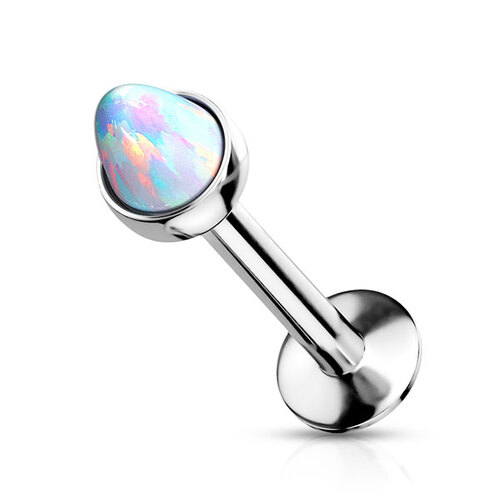 Steel Opal Cone Internally Threaded Labret : 1.2mm (16ga) x 6mm x Steel