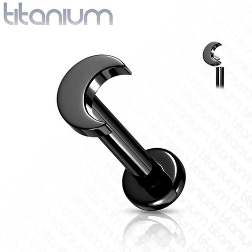 Titanium Crescent Moon Internally Threaded Labret : 1.2mm (16ga) x 6mm x Black Titanium
