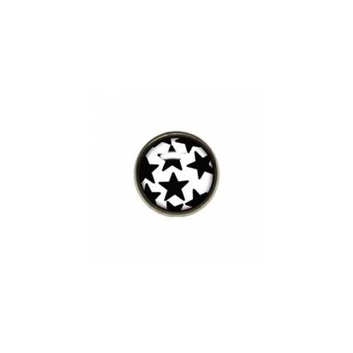 Titanium Highline® Black Stars on White Ikon Disc for Dermal Anchors : 1.6mm (14ga) x 5mm x Black/White