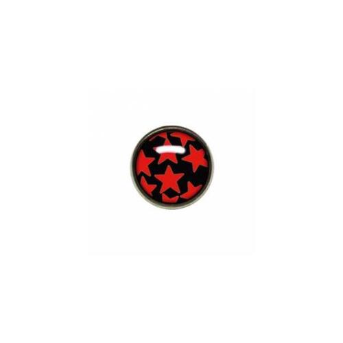 Titanium Highline® Red Stars on Black Ikon Disc for Dermal Anchors : 1.6mm (14ga) x 4mm x Red/Black