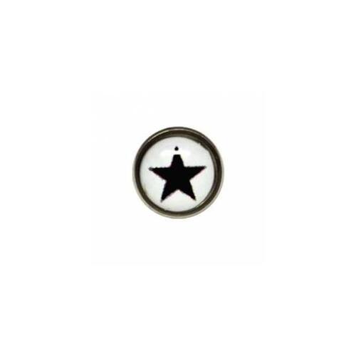 Titanium Highline® Black Star on White Ikon Disc for Dermal Anchors : 1.6mm (14ga) x 3.2mm x Black/White