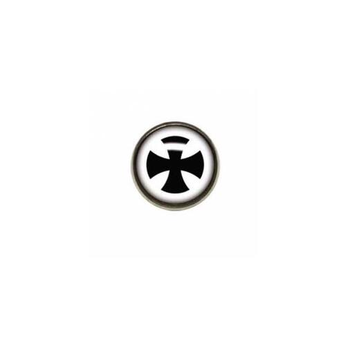 Titanium Highline® Black Cross on White Ikon Disc for Dermal Anchors : 1.6mm (14ga) x 3.2mm x Black/White