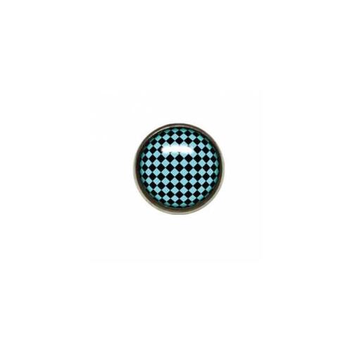 Titanium Highline® Black/Turquoise Chessboard Ikon Disc for Dermal Anchors : 1.6mm (14ga) x 4mm