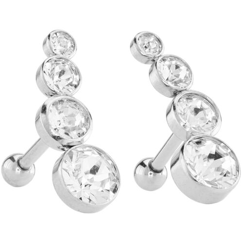 Cascading Jewelled Barbell : 1.2mm (16ga) x 6mm x Clear Crystal x Left