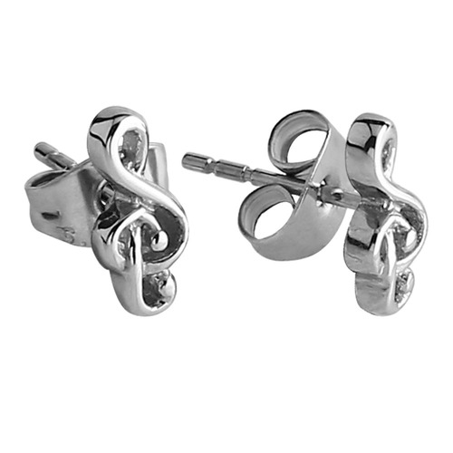 Pair of Surgical Steel Ear Studs - Treble Clef : Treble Clef