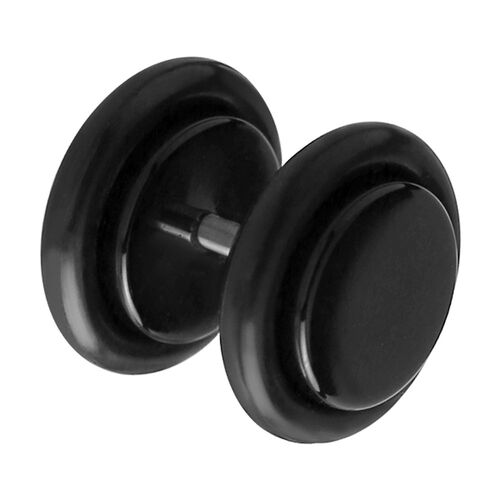 Fake Ear Plug Black : 1.2mm (16ga) x 8mm Discs
