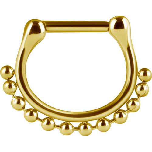 Bright Gold Septum Clicker Beaded Chain : 1.2mm (16ga) x 6mm