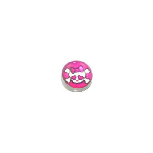 Screw On Picture Ball Girly Skull and Crossbones