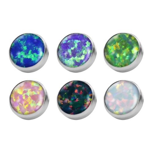 Titanium Opal Discs for Internally Threaded Jewellery : 4mm x Light Ruby