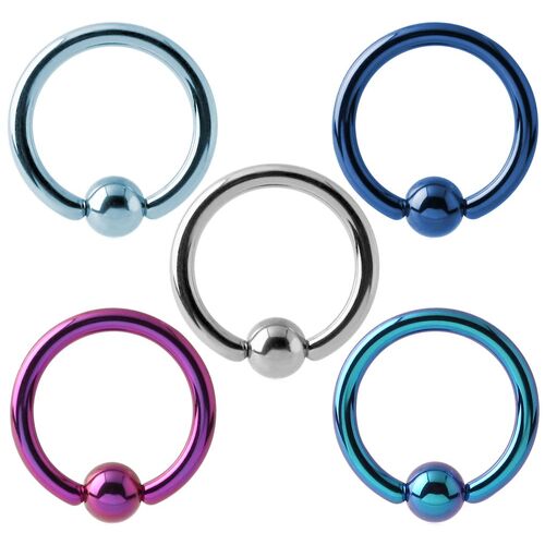 Titanium Ball Closure Ring : 1.0mm (18ga) x 8mm x Dark Blue