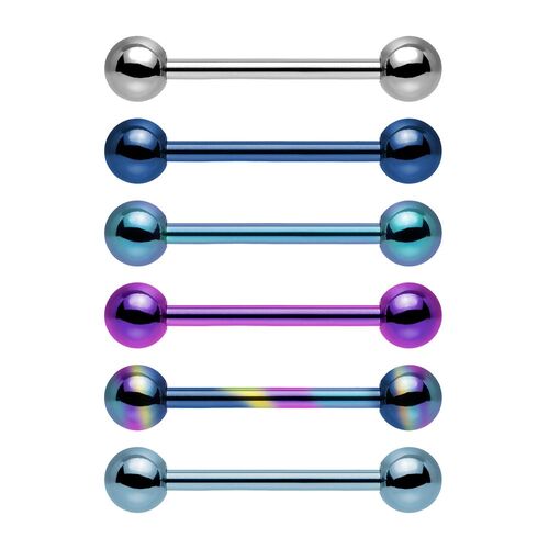 Titanium Barbells : 1.6mm (14ga) x 8mm x 4mm Balls x Light Blue