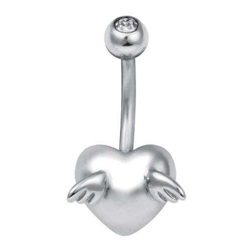 Surgical Steel Cute Winged Heart Fashion Navel : 1.6mm (14ga) x 10mm
