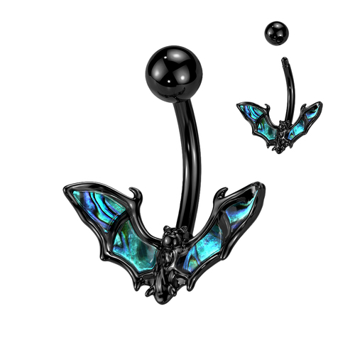 Bat with Abalone Shell Wings Navel
