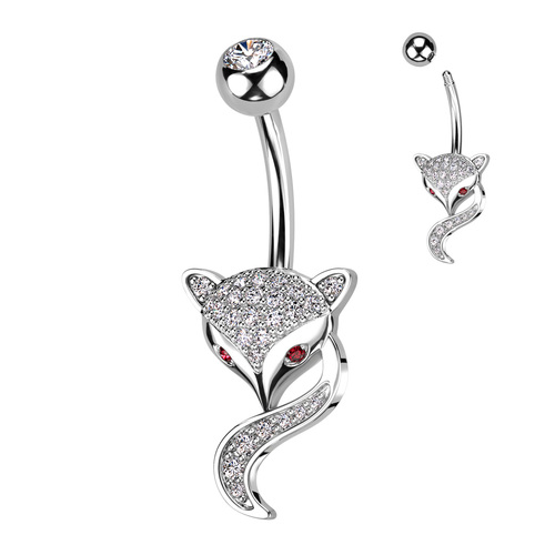 Foxy Navel With Pave CZ and Red CZ Eyes