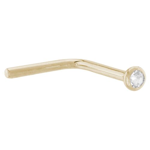 9ct Gold GNS Individual Nose Stud : 0.8mm (20ga) x Clear Crystal