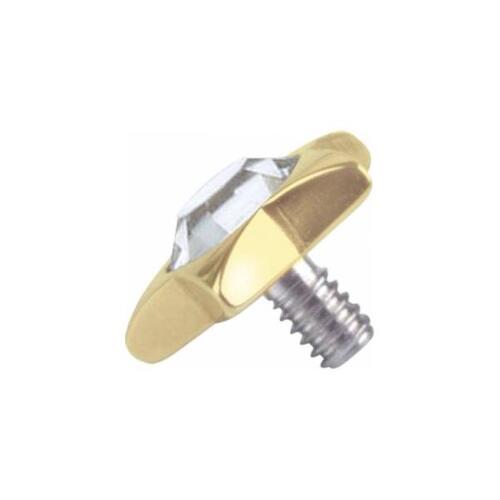 Titanium Zirconline® Jewelled Star for Internally Threaded Jewellery : 1.6mm (14ga) x 5mm x Clear Crystal