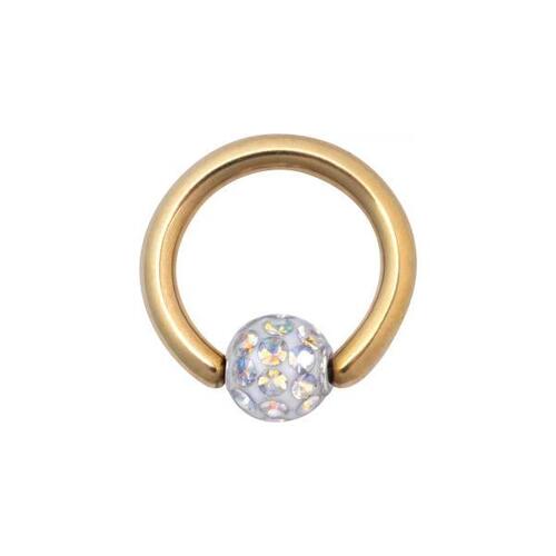 Titanium Zirconline® Multi Jewelled Sealed Ball Closure Ring : 1.2mm (16ga) x 6mm x Crystal AB
