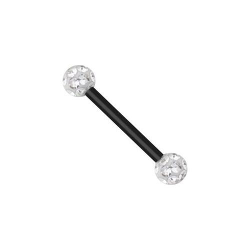 Titanium Blackline® Sealed Multi Jewelled Barbell : 1.2mm (16ga) x 8mm x 3mm Balls x Clear Crystal