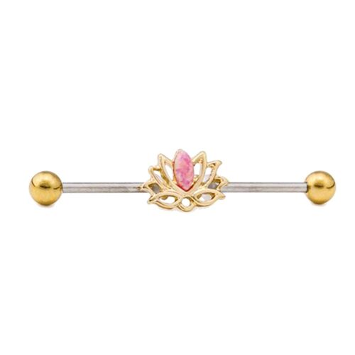 Gold Plated Lotus with Synthetic Opal Industrial : 1.6mm (14ga) x 38mm