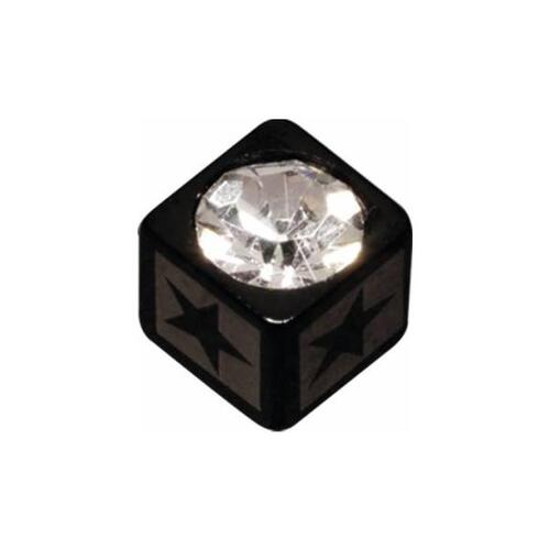Steel Blackline® Jewelled Lazer Cube Star : 1.6mm (14ga) x 5mm x Clear Crystal