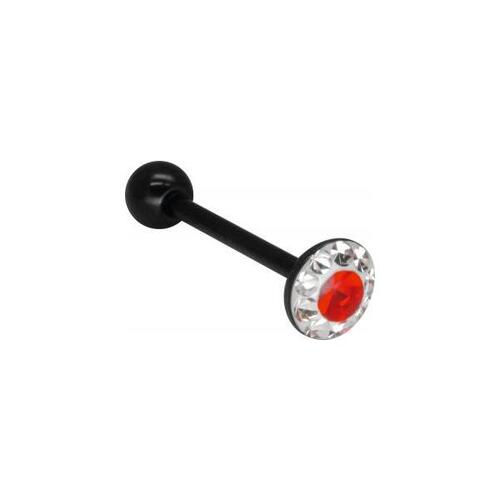 Steel Blackline® Sealed Jewelled Roundel Barbell : 1.6mm (14ga) x 16mm x Red