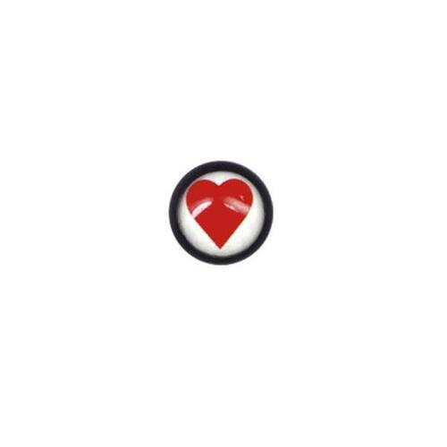Steel Blackline® Threaded Ball - Red on White Heart : 1.2mm (16ga) x 4mm x Red/White