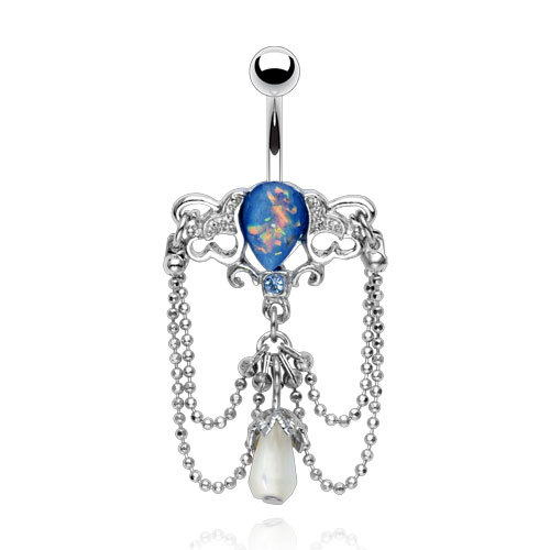 Steel Navel Blue Opal Vintage Chandelier Chain