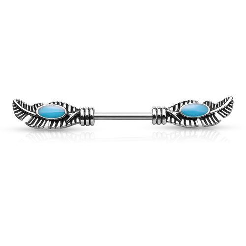 Nipple Barbell Double Tribal Feather