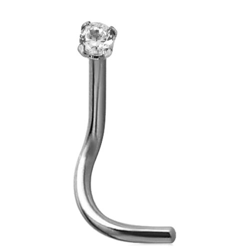 Steel Basicline® Crystal Setting Nose Stud : 0.8mm (20ga) x Clear Crystal