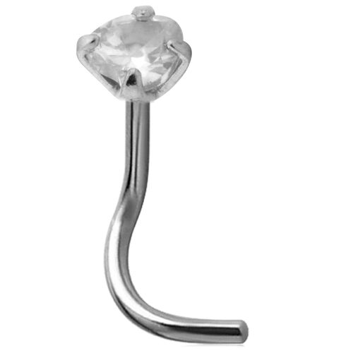 Steel Basicline® Crystal Heart Setting Nose Stud : 0.8mm (20ga) x Clear Crystal