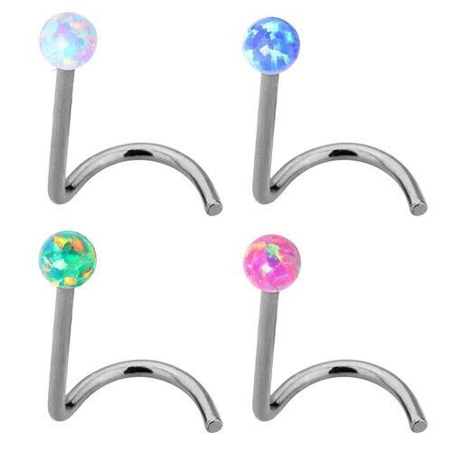 Surgical Steel Synthetic Opal Ball Nose Stud : 0.8mm (20ga) x Dark Blue