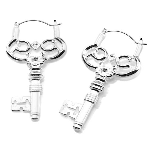 20g Silver Key Plug Hoop : 1 pair
