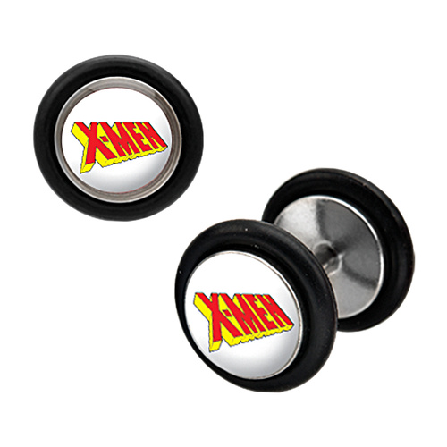 Steel Fake Plugs with X-Men Logo Fronts