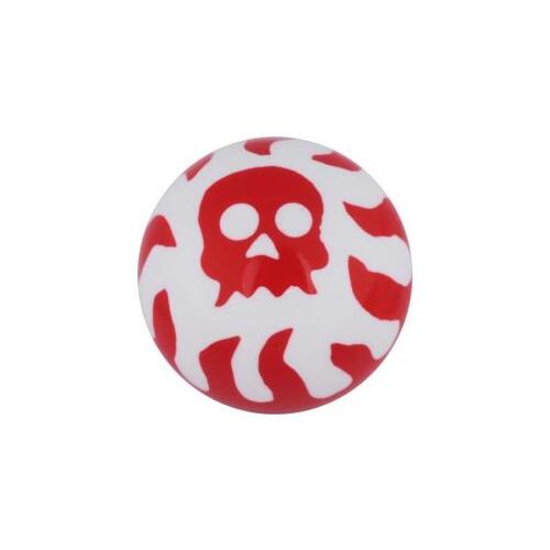 Acrylic Flaming Skull Threaded Ball : 1.6mm (14ga) x 6mm x Red