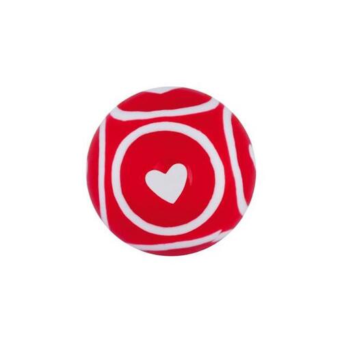 Acrylic Circle Hearts Threaded Ball : 1.6mm (14ga) x 5mm x White/Red