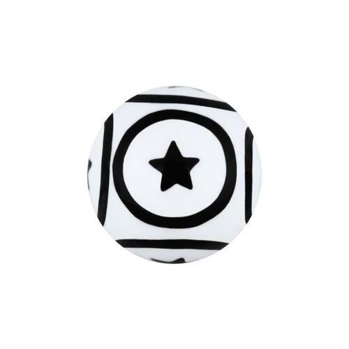 Acrylic Circle Stars Threaded Ball : 1.6mm (14ga) x 5mm x White/Black