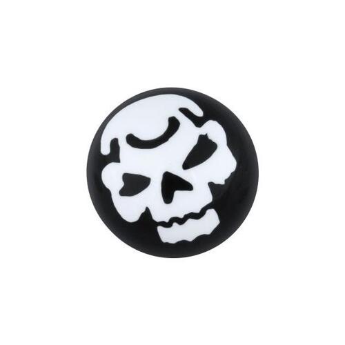 Acrylic White Skull Threaded Ball : 1.6mm (14ga) x 5mm x White/Black