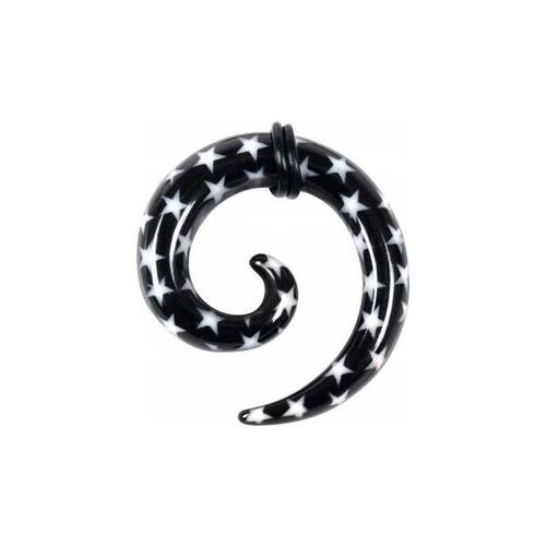 Plastic Print Spirals - White Star on Black : 3mm