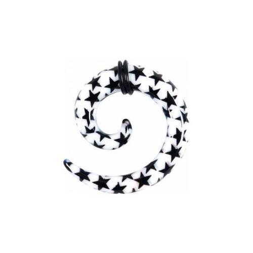 Plastic Print Spirals - Black Star on White : 3mm x Black/White