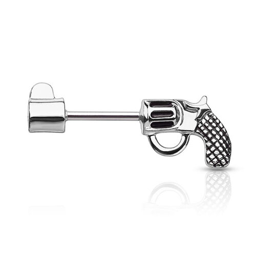 Steel Large Revolver Nipple Barbell : 1.6mm (14ga) x 12mm x Steel