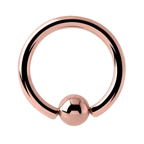PVD Rose Gold Ball Closure Ring : 1.0mm (18ga) x 8mm