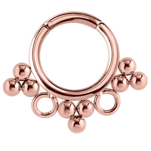 Rose Gold PVD Beaded Hinged Segment Ring : 1.2mm (16ga) x 8mm