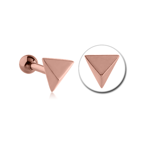 Rose Gold PVD Surgical Steel Pyramid Tragus Barbell : 16g x 8mm